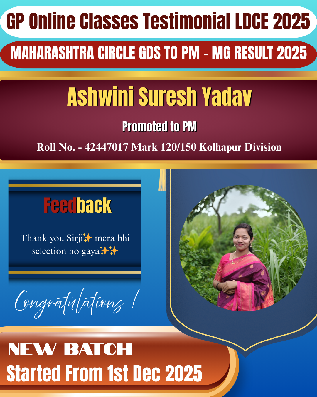 Ashwini Suresh Yadav GDS TO PM
